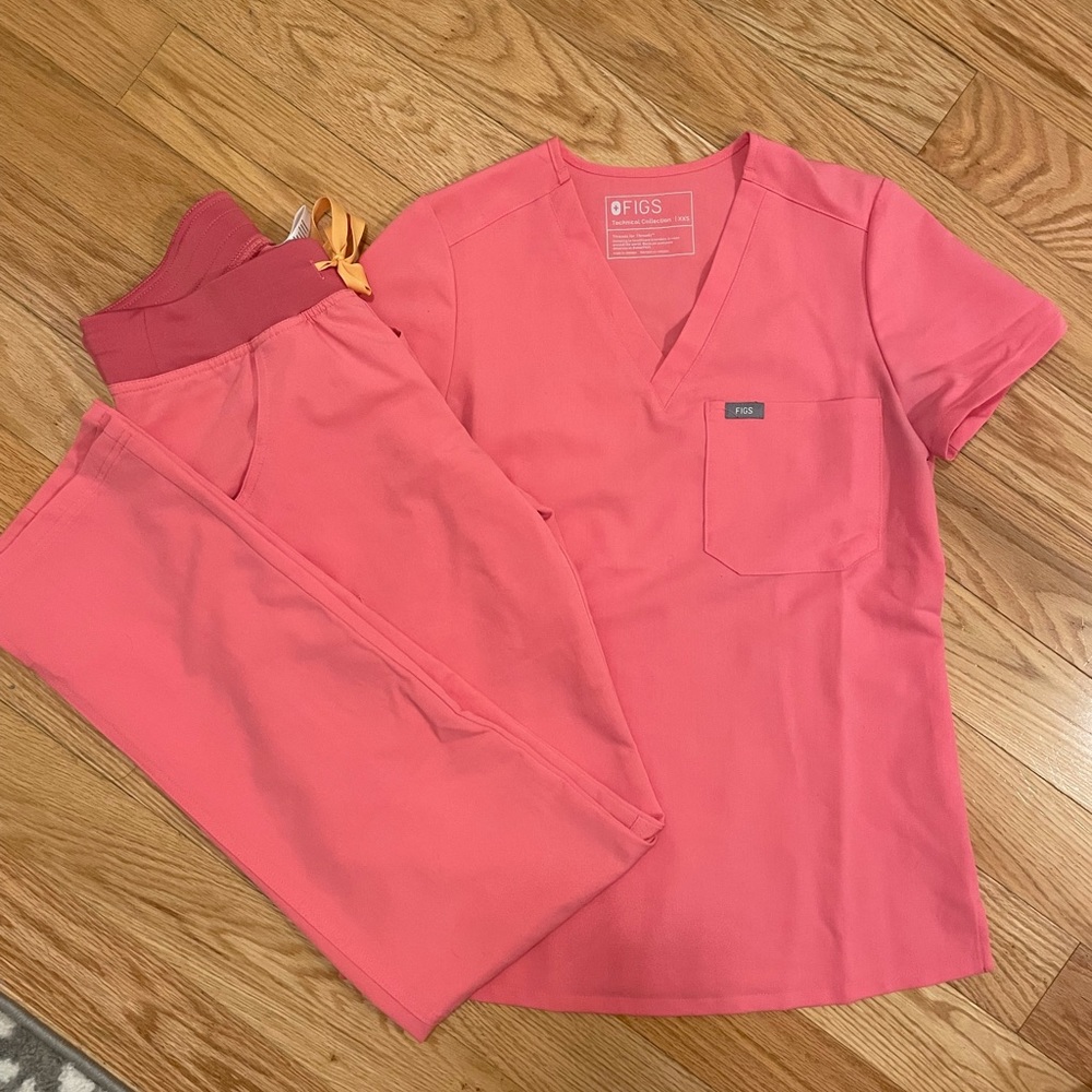 Neon pink scrubs